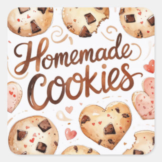 Homemade Cookies Sticker, Baking Gift Square Sticker