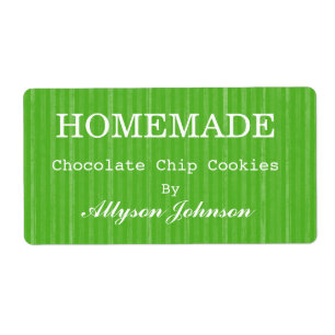 Homemade Cooking Green Stripes Background Labels