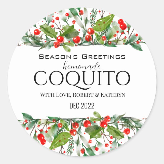 Homemade Coquito Personalized Classic Round Sticker (Front)