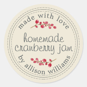 Homemade Cranberry Jam Canning Antique White Classic Round Sticker