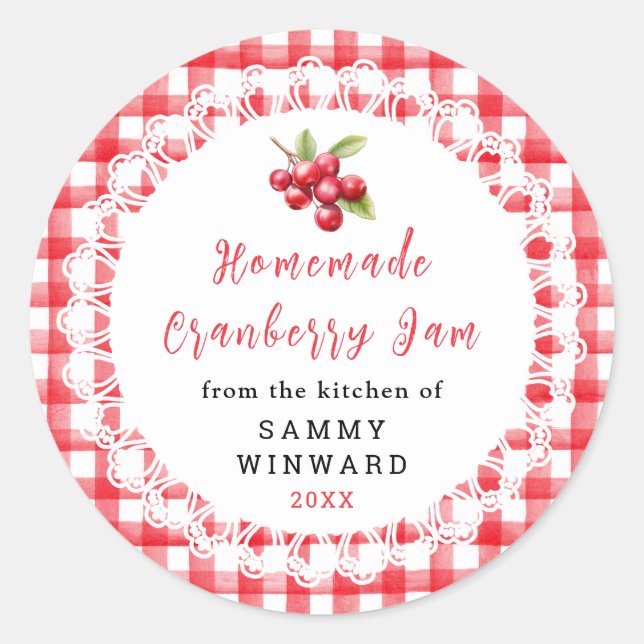 Homemade Cranberry Jam Jar Label (Front)