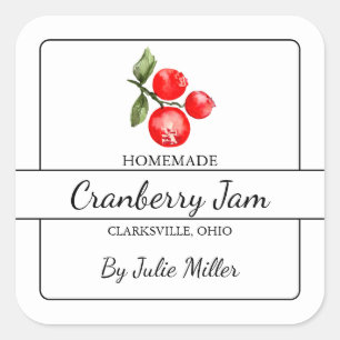 Homemade Cranberry Jam Square Label