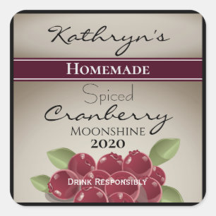 Homemade Cranberry Moonshine Personalized Square Sticker