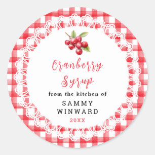Homemade Cranberry Syrup Bottle Label
