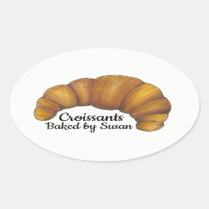 Homemade Croissants Baked By Personalized Pastry Oval Sticker
