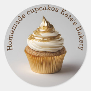 Homemade Cupcakes Gold Beige Round Sticker