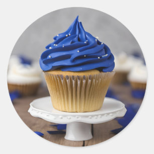 Homemade Cupcakes White Blue Round Sticker