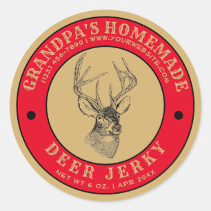 Homemade Deer Jerky Template Classic Round Sticker