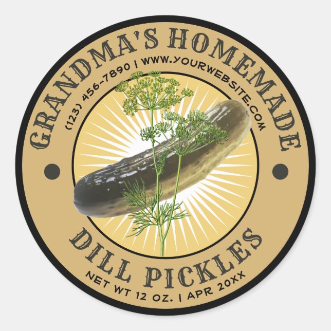 Homemade Dill Pickles Label Template (Front)