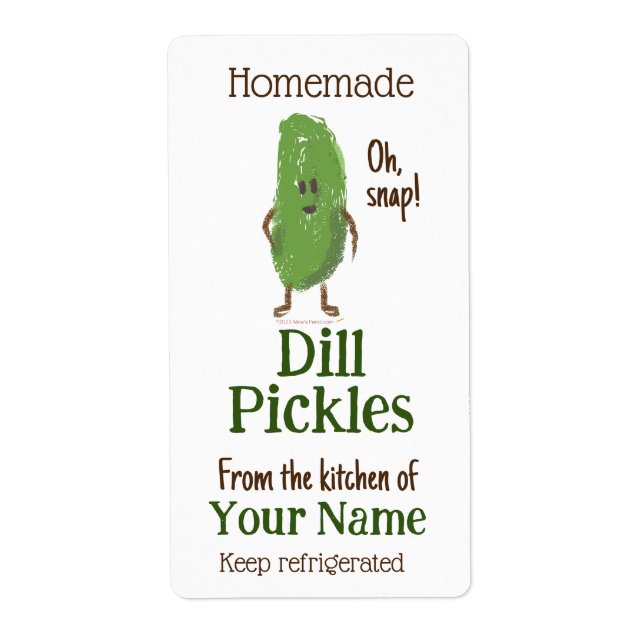 Homemade Dill Pickles Personalized Cute Cucumber (Front)