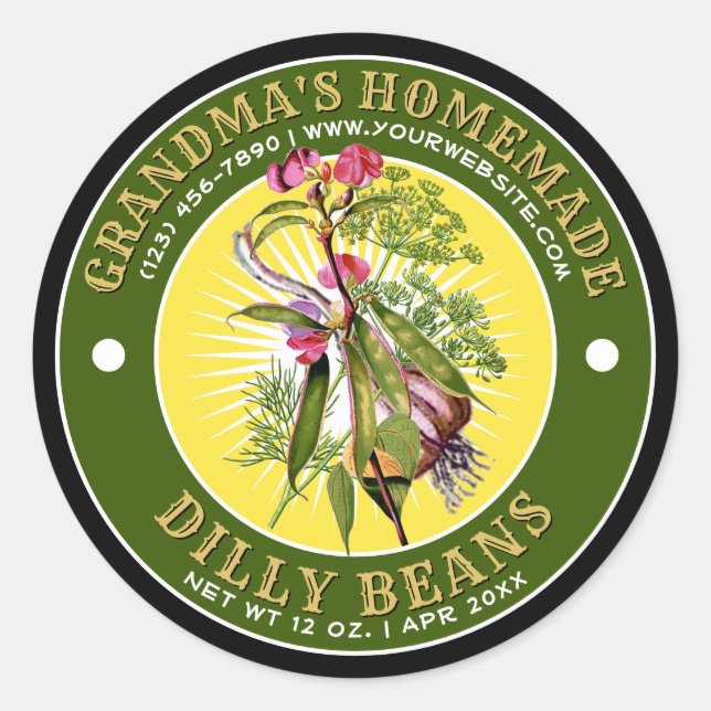 Homemade Dilly Beans Label Template (Front)