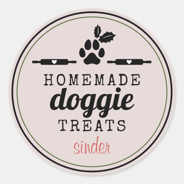 Homemade Doggie Treats Personalized Holiday Classic Round Sticker (Front)