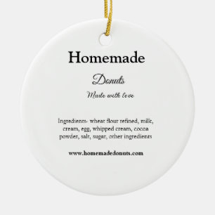 Homemade doughnuts made with love add text website ceramic ornament