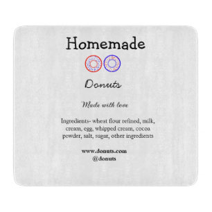 Homemade doughnuts made with love add text website cutting board
