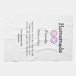 Homemade doughnuts made with love add text website kitchen towel