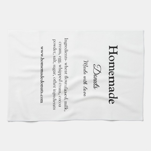 Homemade doughnuts made with love add text website kitchen towel (Horizontal)