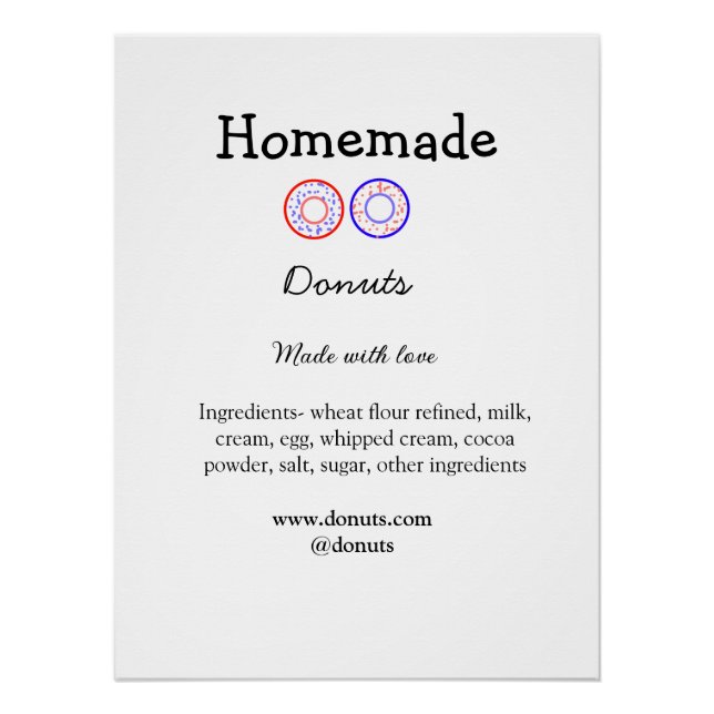 Homemade doughnuts made with love add text website poster (Front)