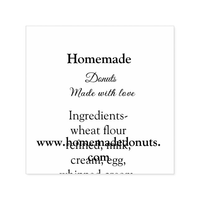 Homemade doughnuts made with love add text website self-inking stamp (Design)