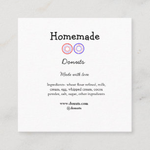 Homemade doughnuts made with love add text website square business card