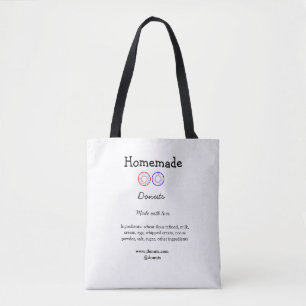 Homemade doughnuts made with love add text website tote bag