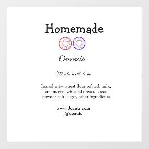 Homemade doughnuts made with love add text website window cling