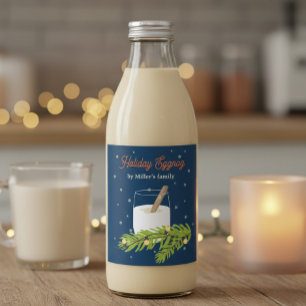 Homemade Eggnog Bottle Label Festive Holiday Drink