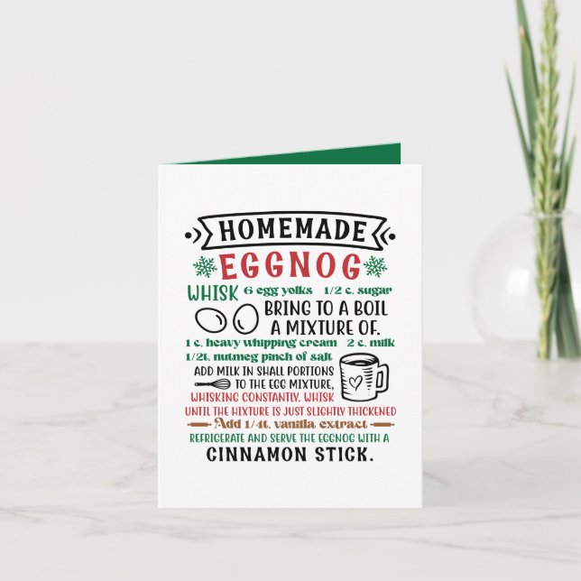 Homemade eggnog recipe customizable holiday card (Front)