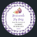 Homemade Fig Bars Label<br><div class="desc">Add a warm homemade touch to your baked treats with this charming fig bars label. Featuring a soft watercolor fig, a cheerful purple gingham border, and delicate lace trim, it brings a cozy farmhouse feel to goodies prepared in your kitchen. Perfect for fig bars, fig crumble bars, and other homemade...</div>