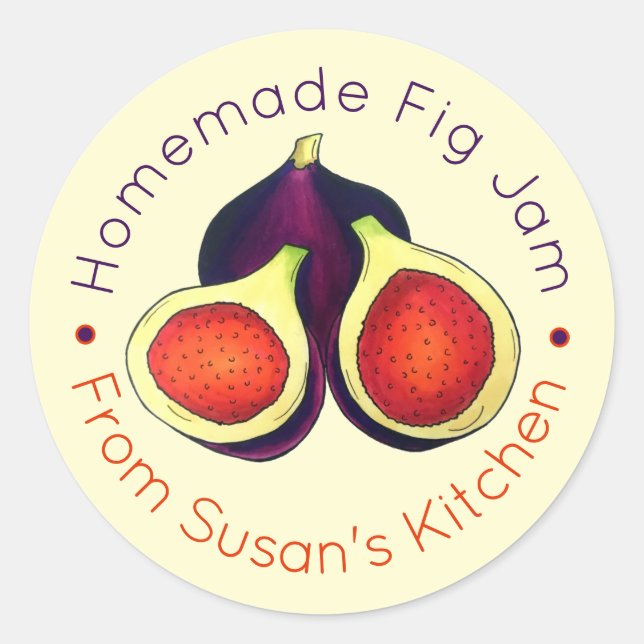 Homemade Fig Jam Jelly Preserves Figs Canned By Classic Round Sticker (Front)