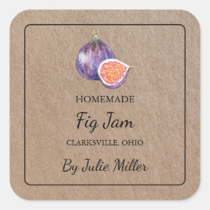 Homemade Fig Jam Square Kraft Paper Label