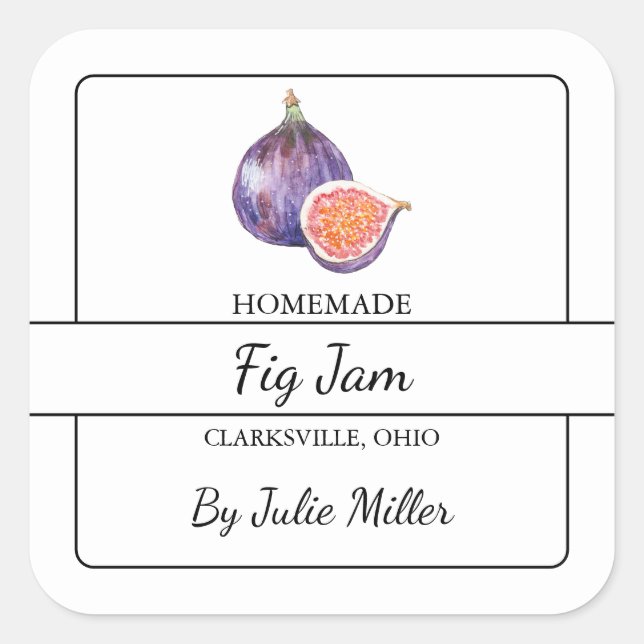 Homemade Fig Jam Square Label (Front)