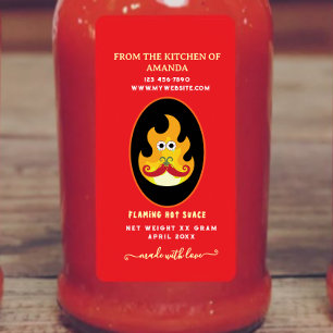 Homemade Flaming Custom Hot Sauce Label