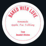 Homemade Food Christmas Custom Gift Party Favour Classic Round Sticker<br><div class="desc">Designed with custom texts which you can edit and customize as you wish! Great to be used as your own food labels or you can use them to label gifts or party favours for friends and family!</div>