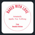 Homemade Food Christmas Custom Gift Party Favour Square Sticker<br><div class="desc">Designed with custom texts which you can edit and customize as you wish! Great to be used as your own food labels or you can use them to label gifts or party favours for friends and family!</div>