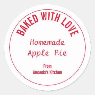 Homemade Food Christmas Gift Party Favour Red Whit Classic Round Sticker