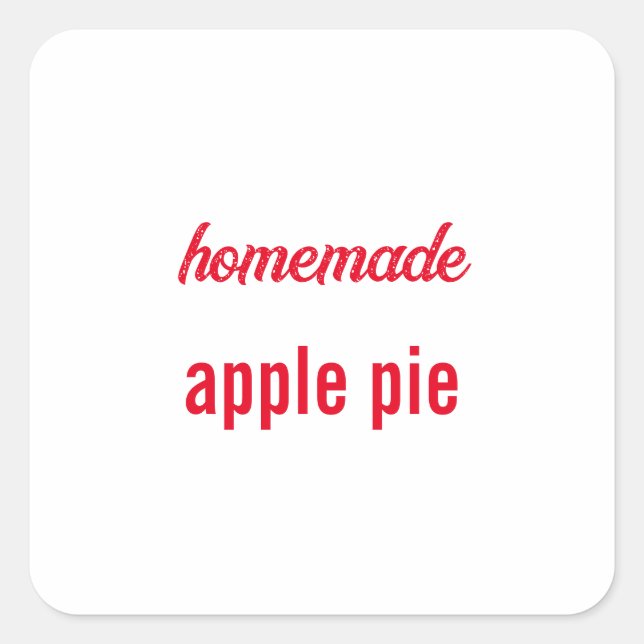 Homemade Food Gift Party Favour Apple Pie Custom Square Sticker (Front)