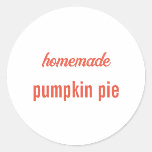 Homemade Food Gift Party Favour Pumpkin Pie Custom Classic Round Sticker
