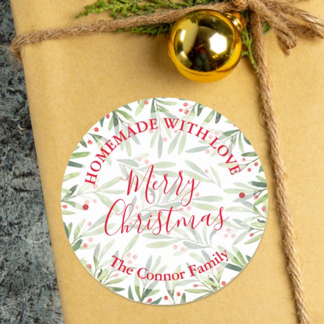 Homemade Food Treat Christmas Baking Holly Berries Classic Round Sticker (Creator Uploaded)