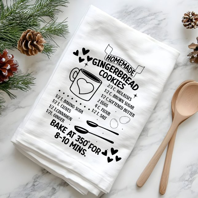 Homemade Gingerbread Cookie Recipe Christmas Gift Kitchen Towel (Creator Uploaded)