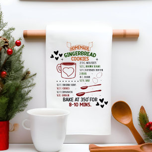 Homemade Gingerbread Cookie Recipe Christmas Gift Kitchen Towel
