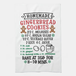 Homemade gingerbread cookies recipe Christmas Kitchen Towel