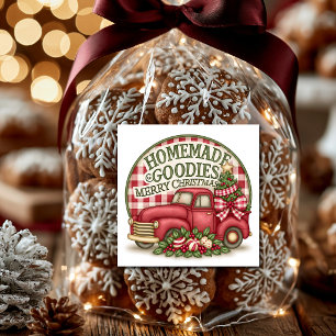 Homemade Goodies Red Check Country Truck Square Sticker