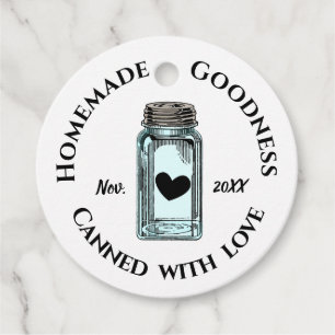 Homemade Goodness Canned with Love Mason Jar Dated Favour Tags