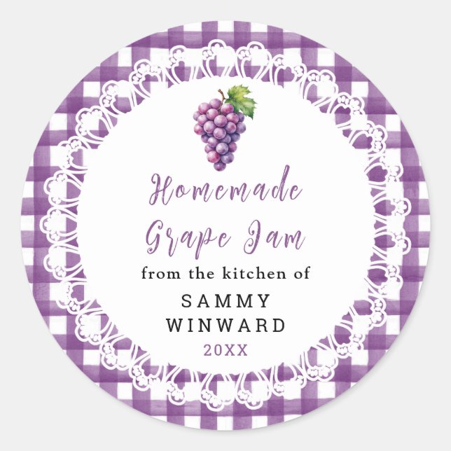 Homemade Grape Jam Jar Label (Front)