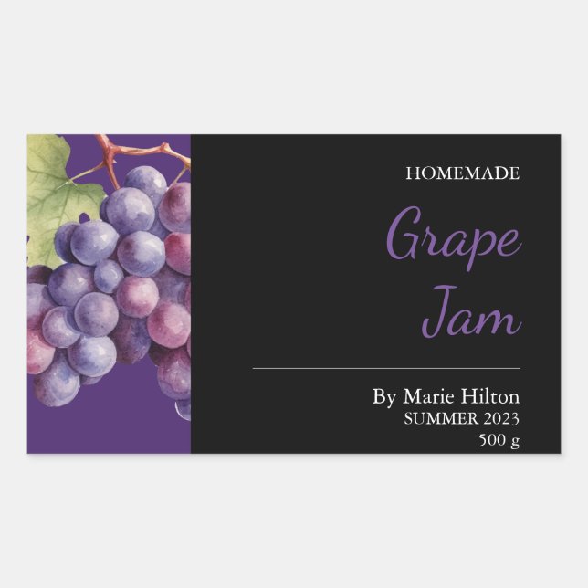 Homemade Grape Jam Jar Label (Front)