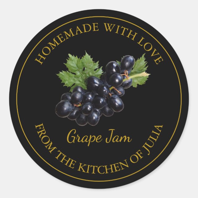 Homemade Grape Jam Label | Black (Front)