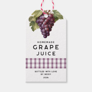 Homemade Grape Juice with chequered pattern Gift Tags