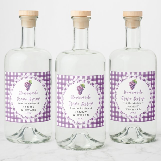 Homemade Grape Syrup Bottle Label (Bottles)