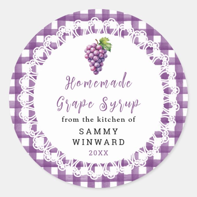 Homemade Grape Syrup Bottle Label (Front)