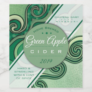 Homemade green wine cider personalized label